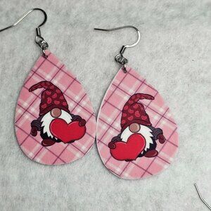 Handmade Valentines Gnome earrings (Double Sided)